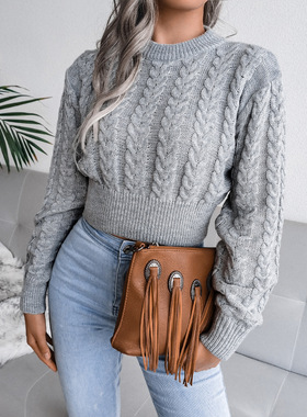 women's sweater fashion O neck jacket tops ladies coat女毛衣