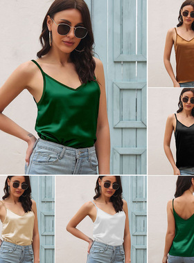 女V领小吊带背心上衣women's tank backless tops ladies blouse