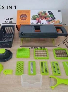16pcs/Set Vegetable Chopper Onion Chopper Handle Food Grate