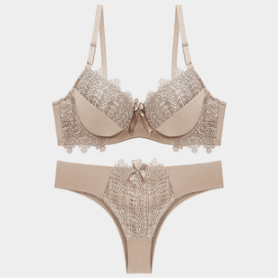 Women's solid color sexy bra set lace underwear set