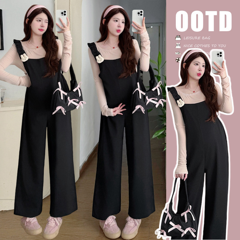 孕妇套装春秋2026新款网红小兔子休闲背带裤粉色上衣套装日常百搭,孕妇装/孕产妇用品/营养,连衣裙,淘宝优惠券,粉丝福利购,淘宝优惠卷