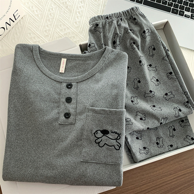 德绒睡衣女韩版可外穿秋冬季保暖甜美加绒加厚可外穿加大码家居服