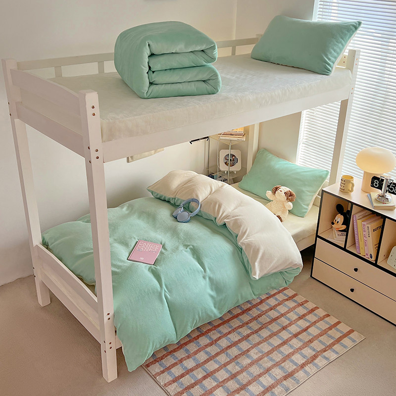 牛奶绒学生宿舍床单人三件套双面珊瑚绒法兰绒被套六件套床上用品