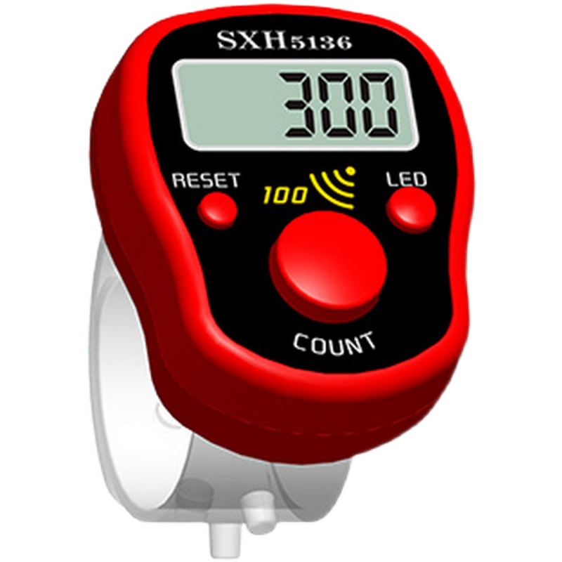 整百报声计数器2025新款夜光记数器戒指型手动点数器计次器大屏款