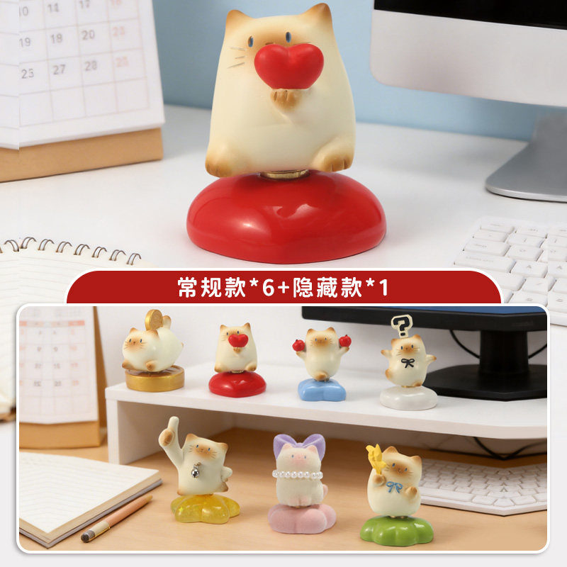 猫猫PAI乐无优转转盲盒手办解压治愈办公工位桌面装饰车载摆件