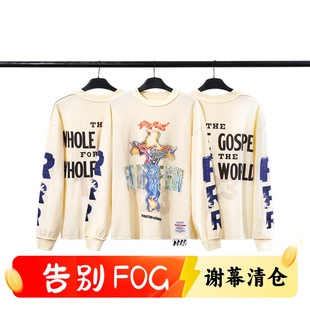 透气T潮牌男 美式 FOG联名RRR123字母涂鸦印花长袖 高街休闲宽松夏季