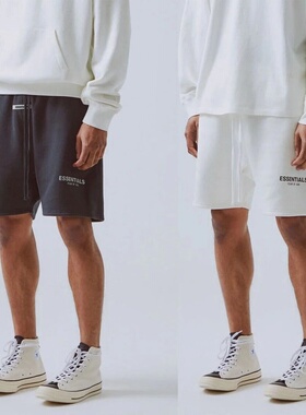 FOG复线ESSENTIALS抽绳反光纯棉短裤宽松高街五分裤夏季透气裤子