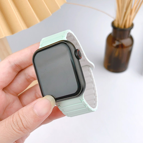 适用苹果手表s12/S9表带iWatch11/9新款apple watch10硅胶磁吸手表带Ultra男女S8智能SE运动S7/s10腕带8765代