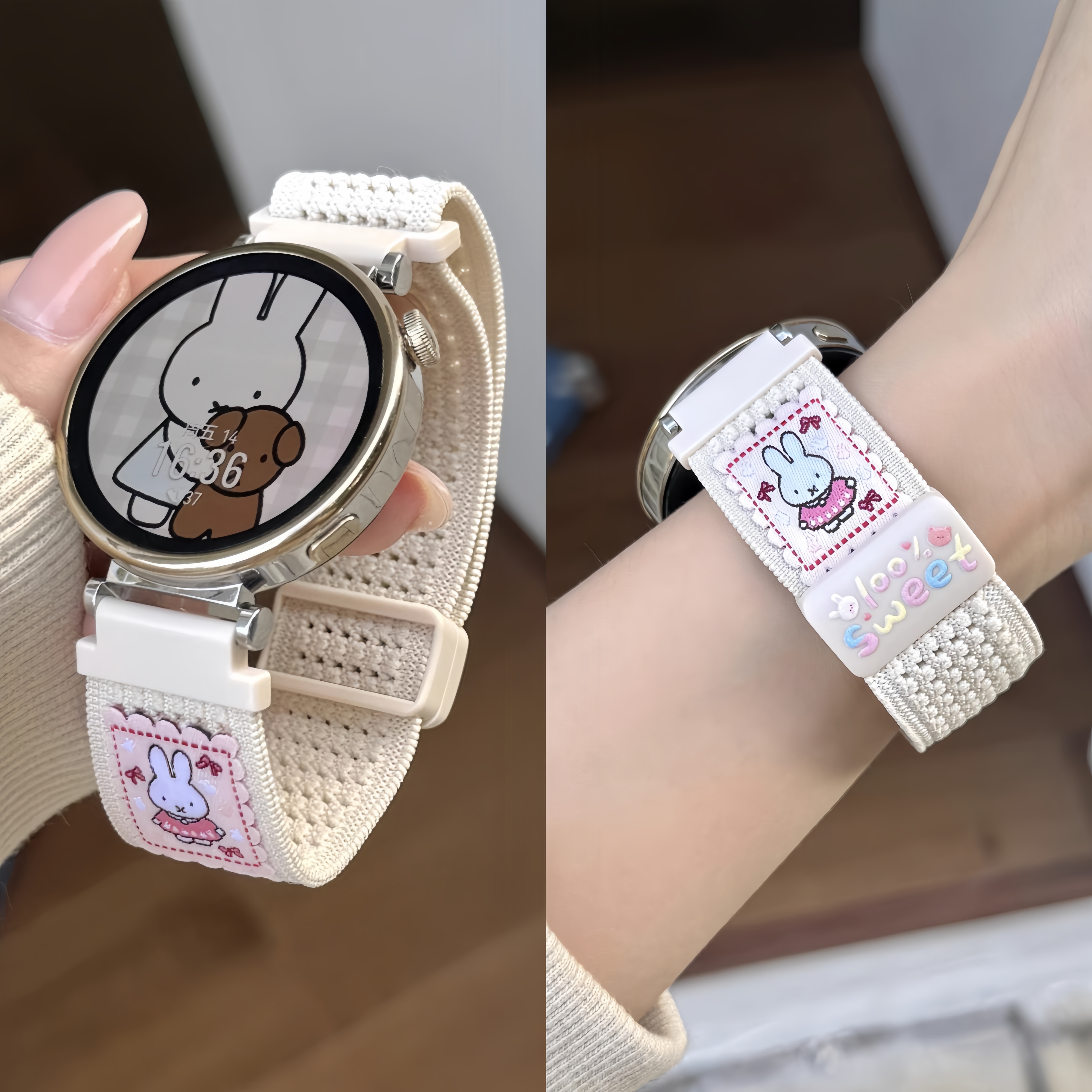 适用华为手表GT6/gt5手表表带gt4可爱gt2小兔涂鸦磁吸扣watch5/4运动智能荣耀magic腕带watch2/3透气替换带