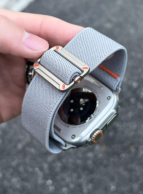 适用苹果手表ultra3代山丘扣尼龙编织SE手表带iwatch11/10/9/8高级apple watch7/6/5/4男s10/s11滑扣腕带配件