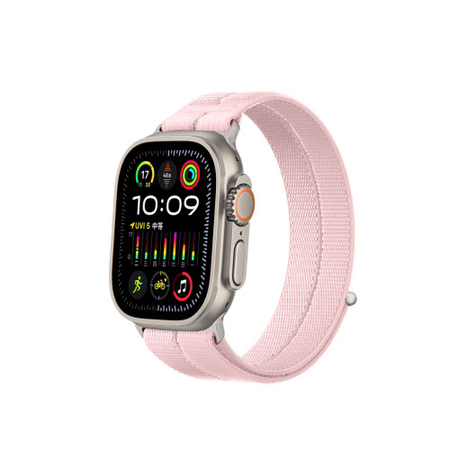 适用苹果手表applewatch11羽纱尼龙编织表带iwatchS10/9新款ultra3运动透气s8/7/6/5/4se魔术贴男女配件腕带