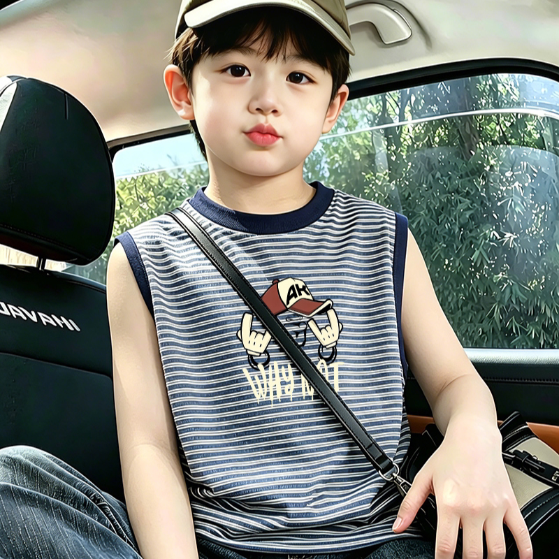 【反季清仓】童装无袖儿童背心夏季薄款条纹夏装男童帅气外穿上衣
