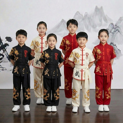 儿童武术服演出服练功服新款男女款中国风比赛训练太极功夫表演服