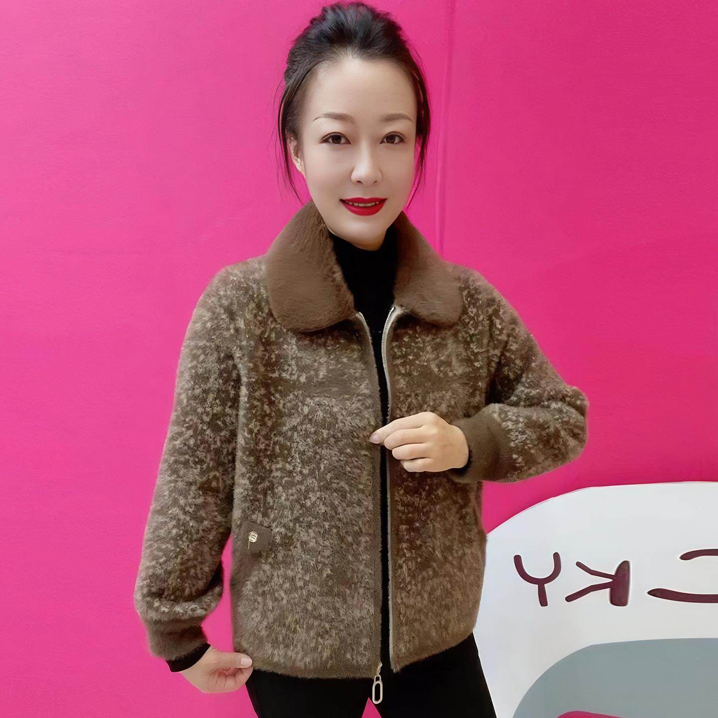 温暖风毛领拉链针织开衫女短款翻领中老年妈妈装秋冬金貂绒外套女,女装/女士精品,中老年女装,淘宝优惠券,粉丝福利购,淘宝优惠卷