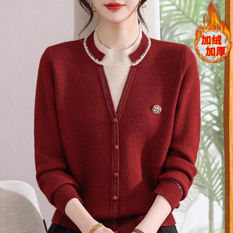 妈妈冬装假两件加绒加厚毛衣过年新衣服中老年女一体绒保暖打底衫,女装/女士精品,中老年女装,淘宝优惠券,粉丝福利购,淘宝优惠卷