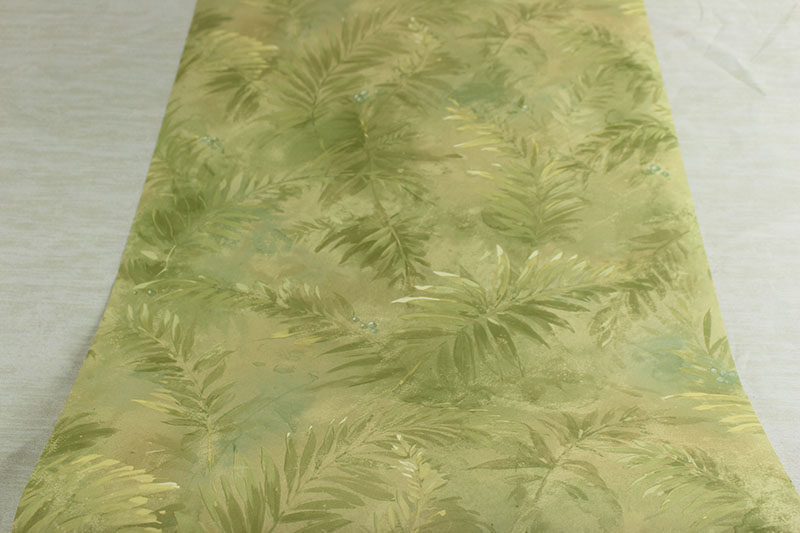 美国进口纯纸墙纸美式乡村田园油画风绿色树叶客厅电视背景墙壁纸