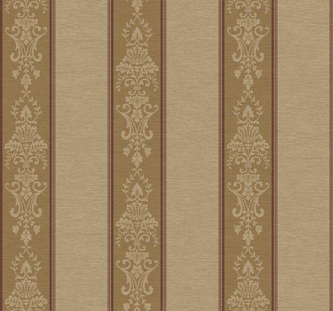 美式乡村墙纸纯纸简约欧式淡棕色大马士革竖条纹客厅卧室书房壁纸