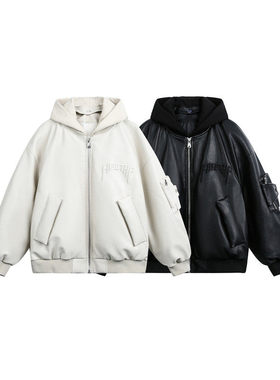 SEVENNOS 可拆卸连帽高品质皮衣羽绒服 9688-