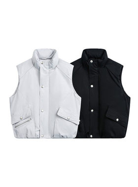 SEVENNOS-立领大口袋双色羽绒马甲 88037