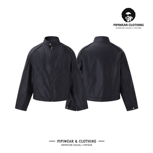 冬天复古机车立领PU棉衣外套加厚皮衣夹克棉袄男士冬季高级感棉服