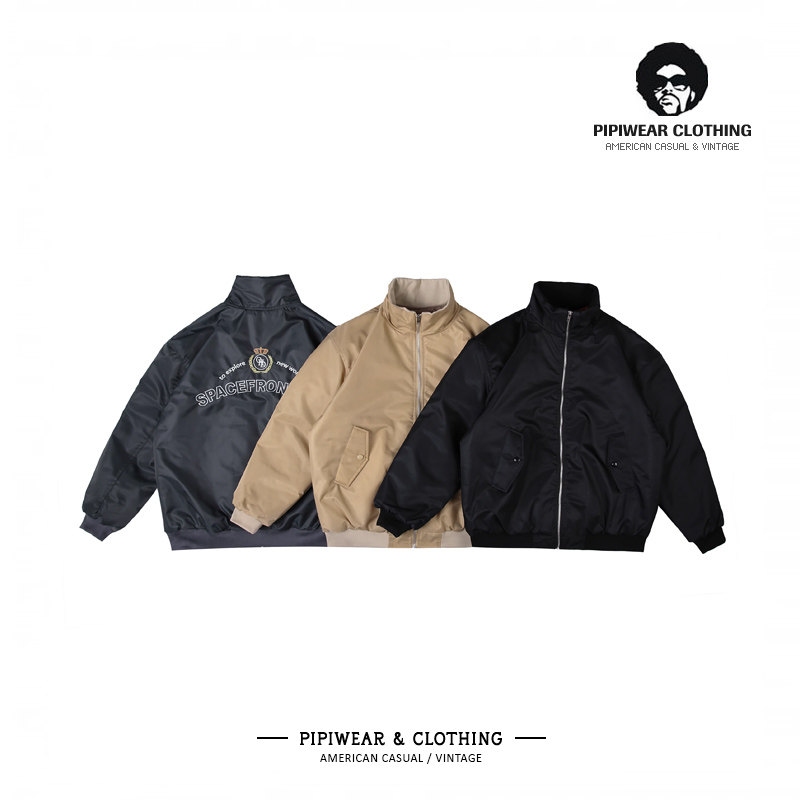 冬天美式休闲棉袄刺绣百搭短款飞行棉衣夹克冬季立领防风棉服外套