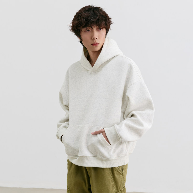 重磅纯色连帽短款卫衣廓形套头衫