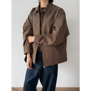 秋季日系复古廊形哈灵顿行政夹克男年轻秋天cleanfit纯棉工装外套