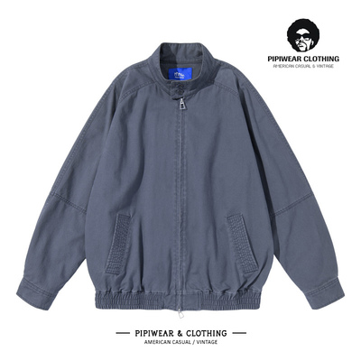 哈灵顿工装夹克水洗做旧立领外套