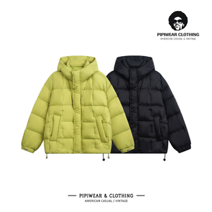 冬天新款日系高充绒量连帽排骨羽绒服男青少年冬季保暖抗寒外套潮