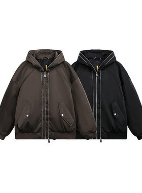 SEVENNOS  双拉链设计连帽羽绒服 9055