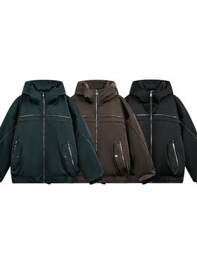 SEVENNOS 连帽拉链设计三色工装羽绒服 9120