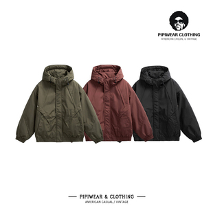 冬季工装连帽日系男士棉服外套加厚保暖防寒棉袄冬天山系户外棉衣