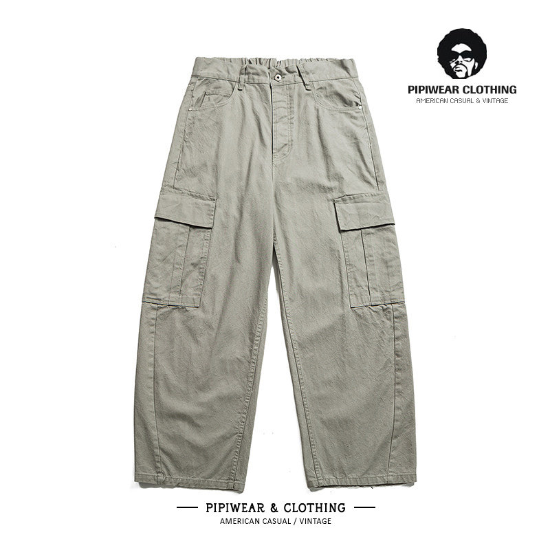 高街慵懒松弛感男裤美式复古多口袋工装裤子男水洗长裤弯刀休闲裤,男装,休闲裤,淘宝优惠券,粉丝福利购,淘宝优惠卷