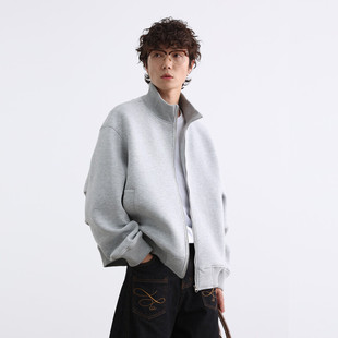 秋季运动风休闲上衣男设计感小众空气层立领夹克日系秋天短款外套