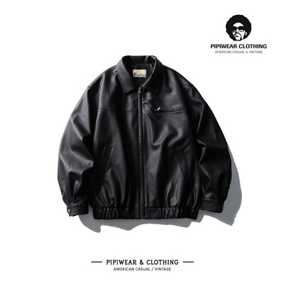 PU皮机车皮夹克哑光高级感外套男