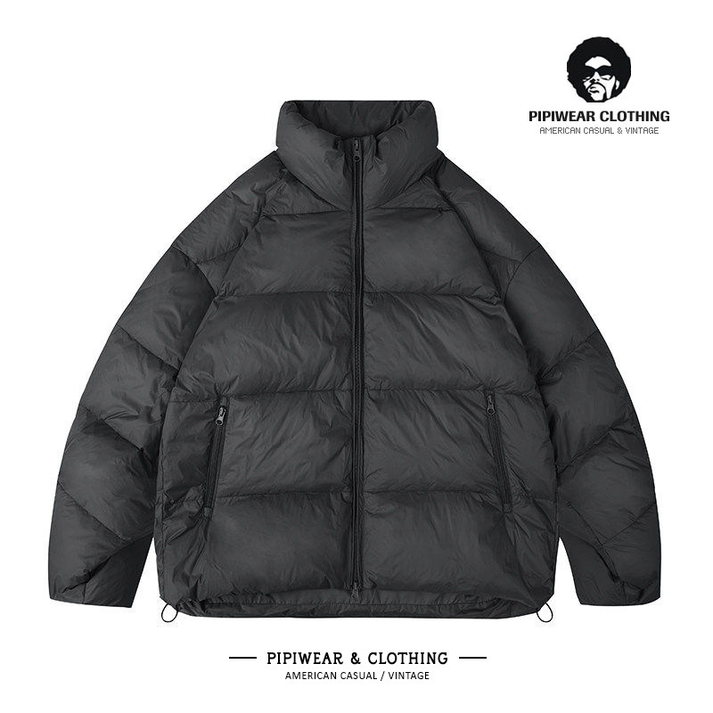 冬天潮牌基础款纯色短款立领羽绒服男青少年休闲冬季抗寒保暖外套