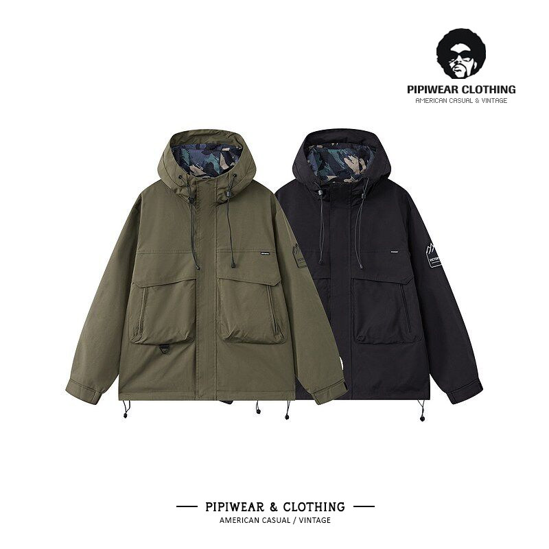 2026山系户外工装大口袋冲锋衣春季男士夹克春天日系通勤机能外套