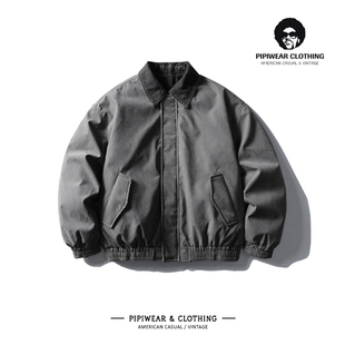 冬季日系复古假两件棉袄加厚工装翻领棉衣冬天外套男2025新款棉服