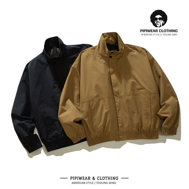 日系复古2026春季藏蓝色宽松短款男装春款外套夹克工装春天夹克潮