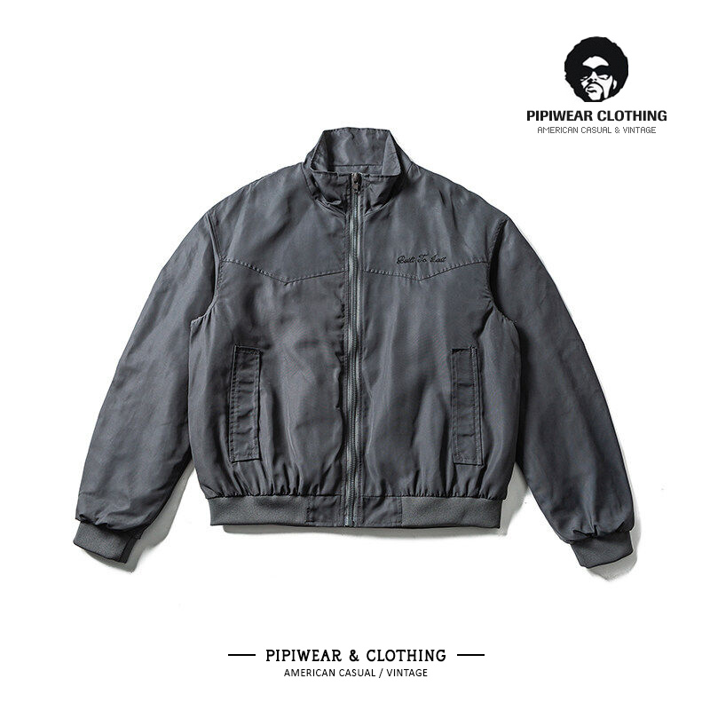 美式刺绣立领夹克男工装飞行夹克