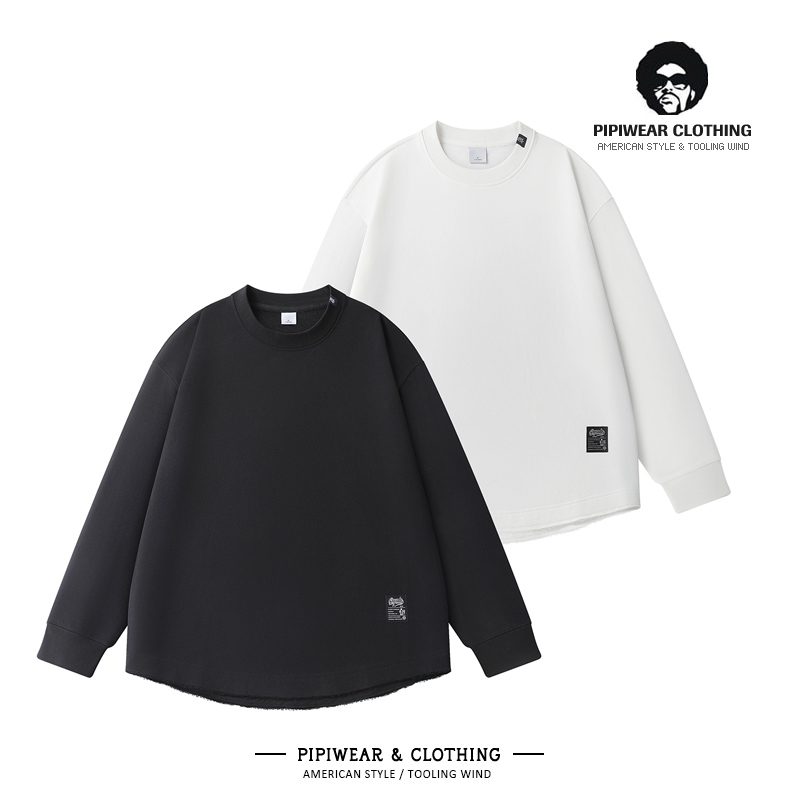 简约百搭白色长袖卫衣慵懒套头衫