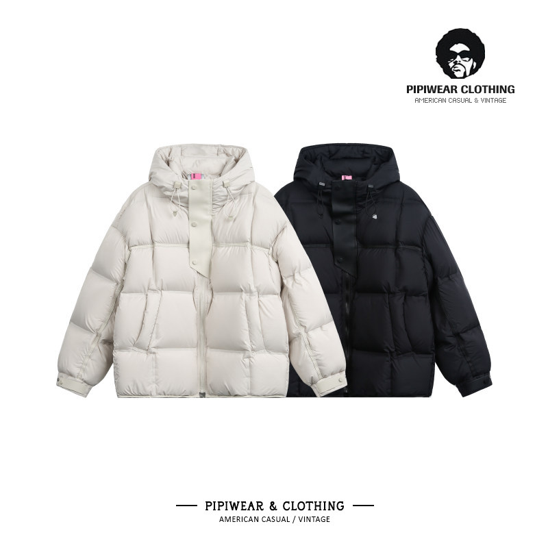 高充绒量连帽羽绒服中长款外套男