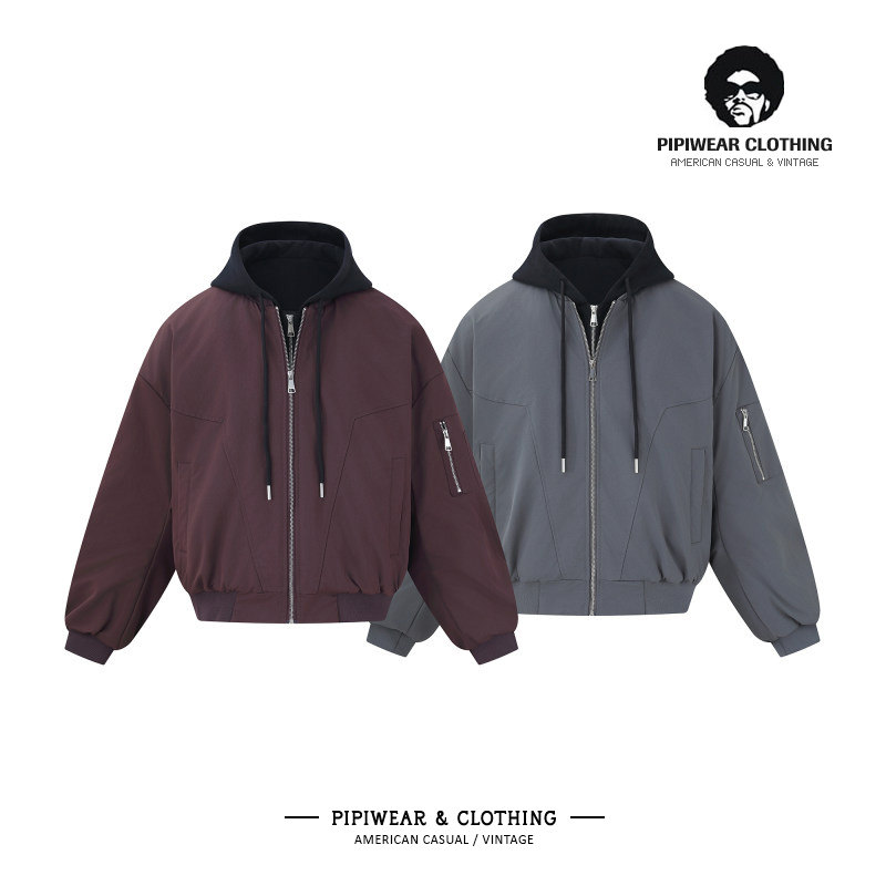 冬天美式拼接连帽棉衣外套痞帅工装男士2025新款棉袄冬季加厚棉服