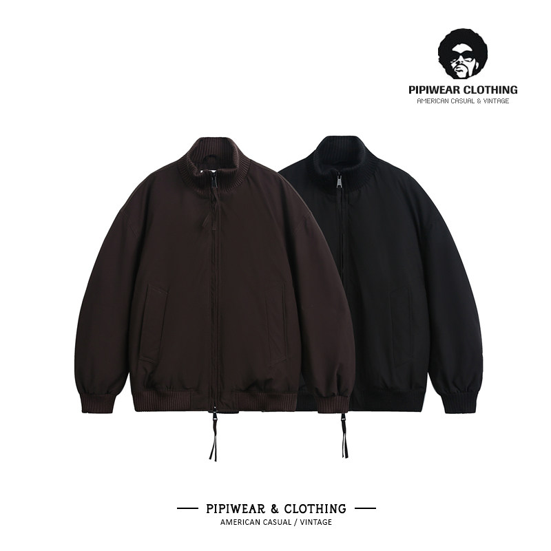 冬天日系复古简约立领短款羽绒服男大学生冬季保暖抗寒工装外套潮