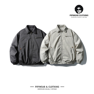 美式廓形教练夹克冬季羽绒服男高级感工装翻领冬天保暖抗寒外套潮