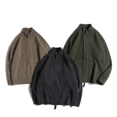 拉链毛衣慵懒高级感男立领开衫