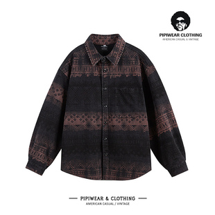 2025新款 衬衣男款 水洗提花衬衫 秋季 秋天潮牌美式 寸衫 渐变小众长袖