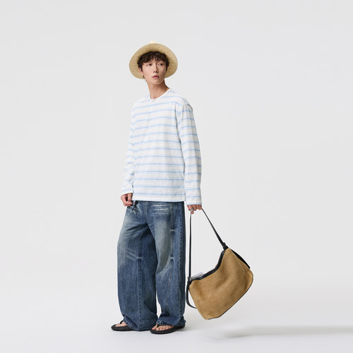 亨利领条纹长袖T恤轻薄防晒上衣