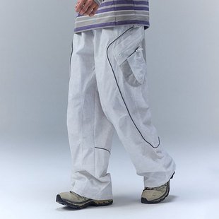 子男街头白色休闲裤 长裤 户外防泼水多口袋泥染工装 慵懒松弛感男裤