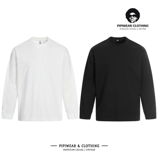 2026春季简约纯色圆领长袖T恤上衣男春天宽松休闲运动打底衫卫衣